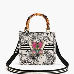America & Beyond Forbidden Handbag Embellished Butterfly On Jacquard Fabric